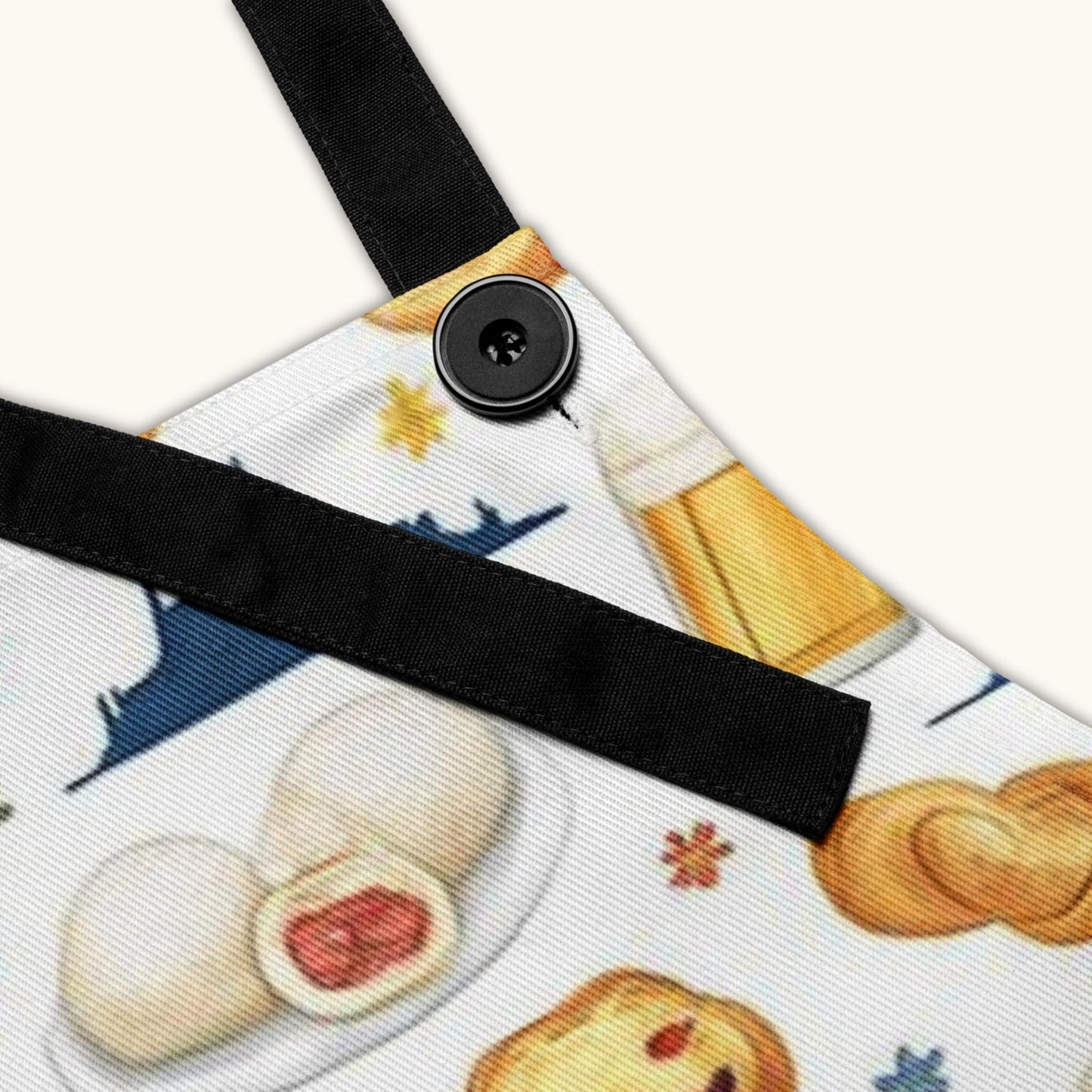 Czech beer and pastry pattern apron with koláče and pivo illustrations