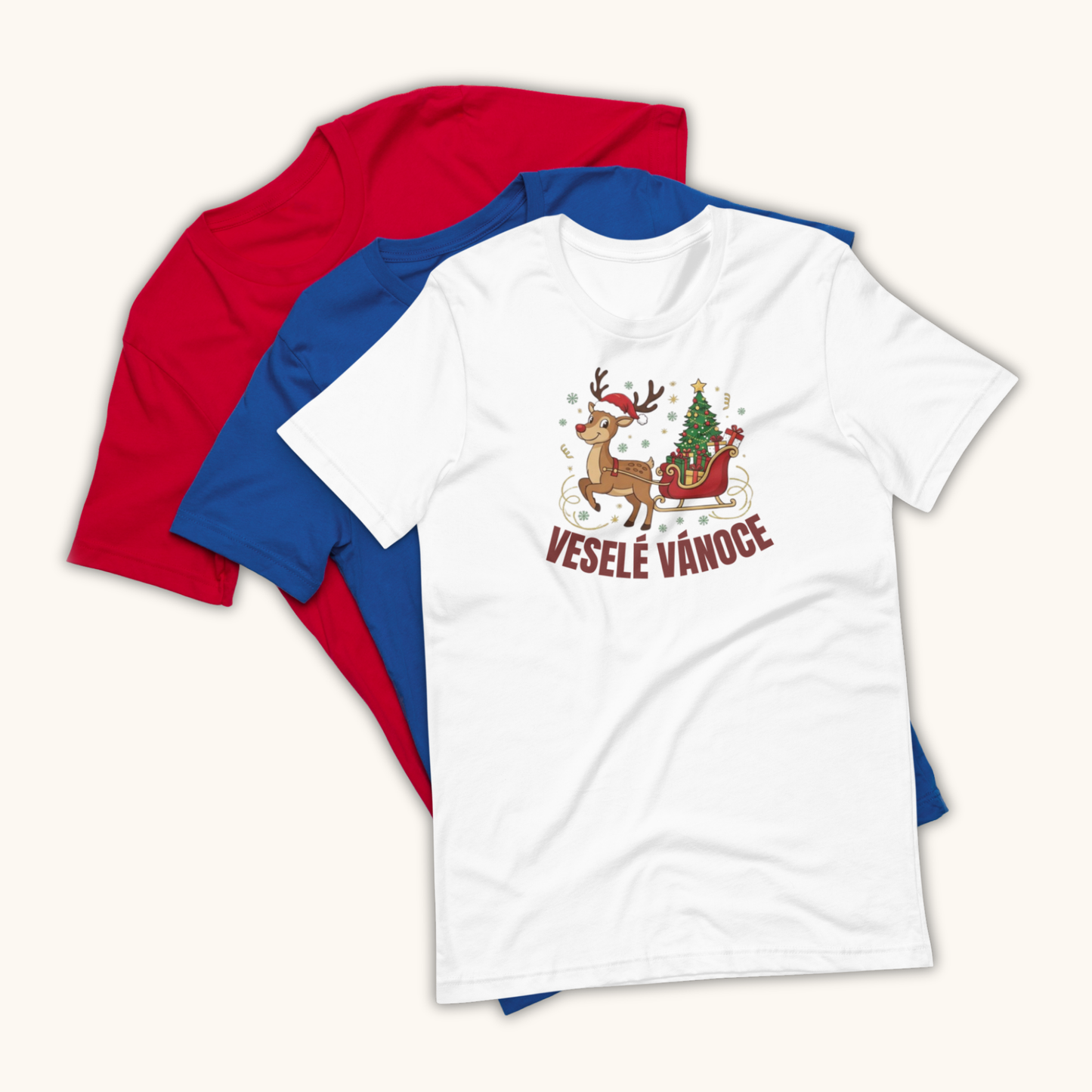 Veselé Vánoce Reindeer Sleigh – Unisex T-Shirt