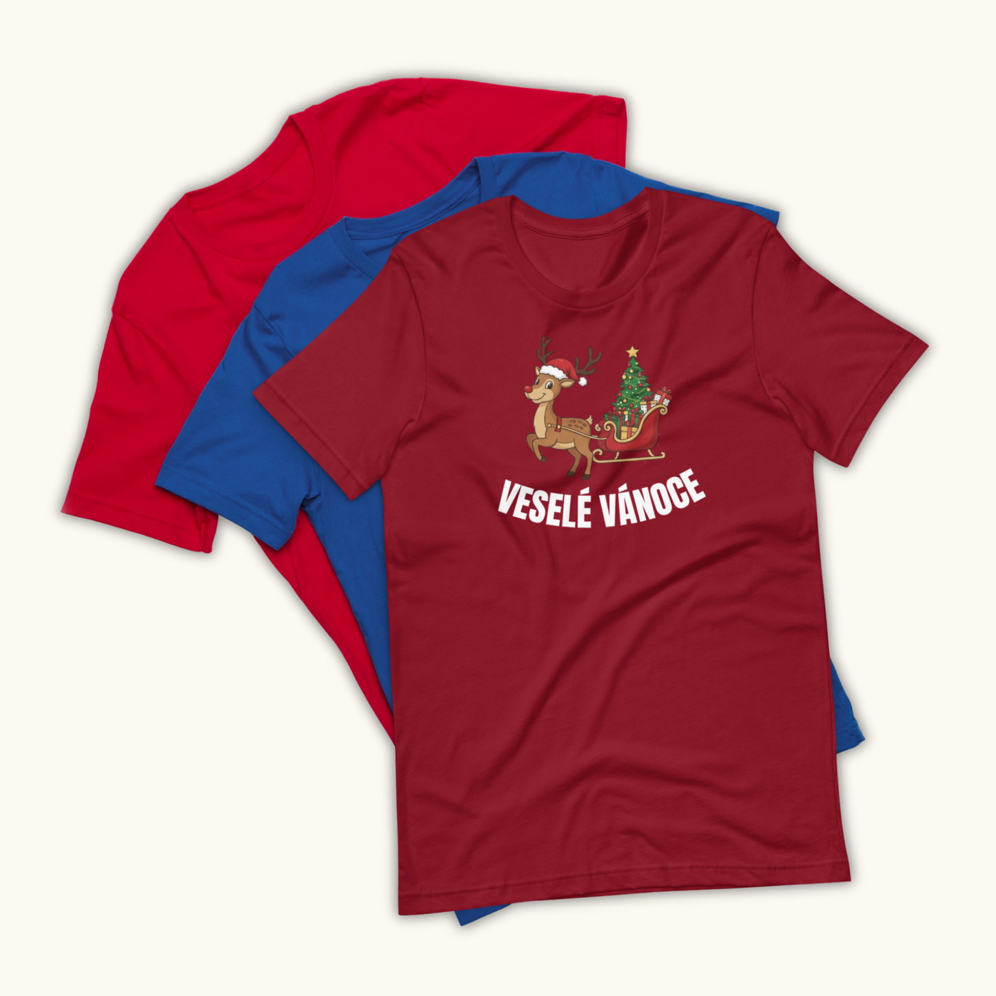 Veselé Vánoce Reindeer Sleigh – Unisex T-Shirt