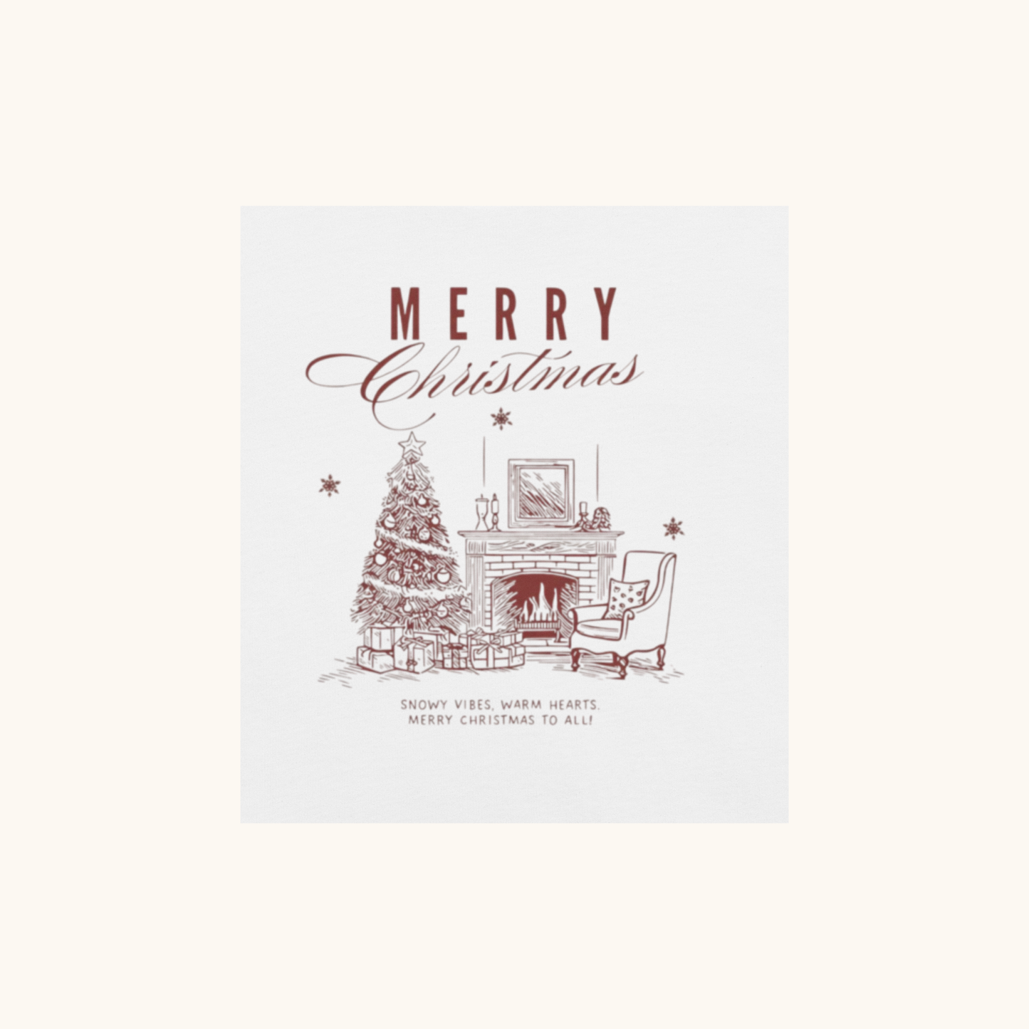 Vintage Merry Christmas Fireplace – Women’s T-Shirt