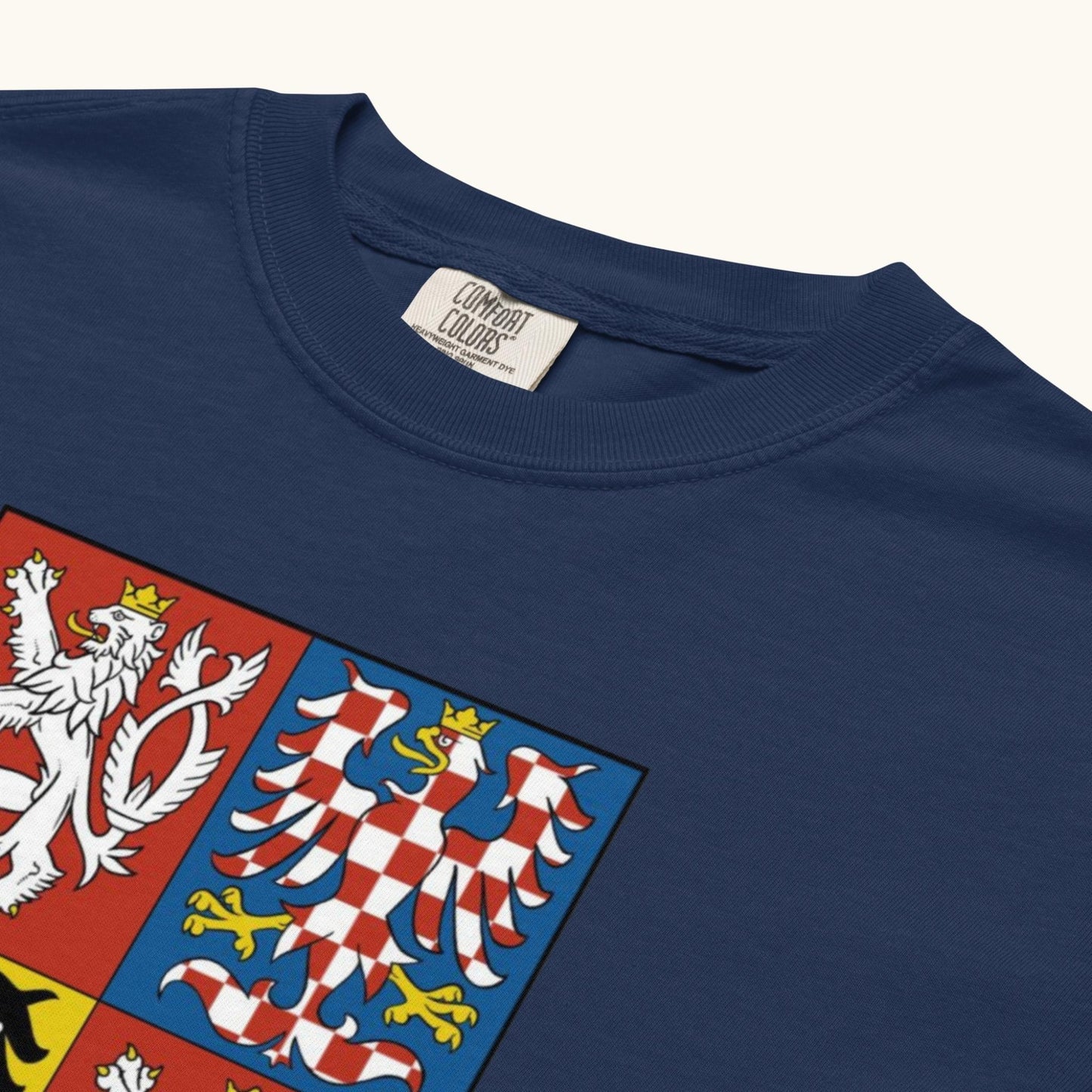 Unisex t-shirt featuring the Czech Republic coat of arms with the four regional crests of Bohemia, Moravia, and Silesia.