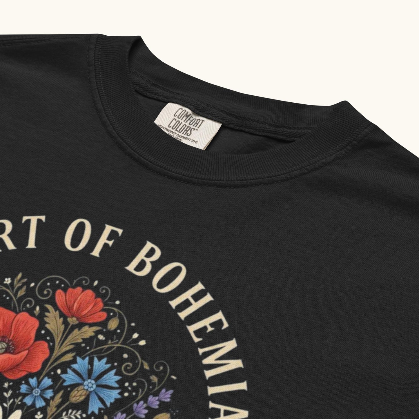Heart of Bohemia women’s t-shirt with Czech folk floral bouquet illustration