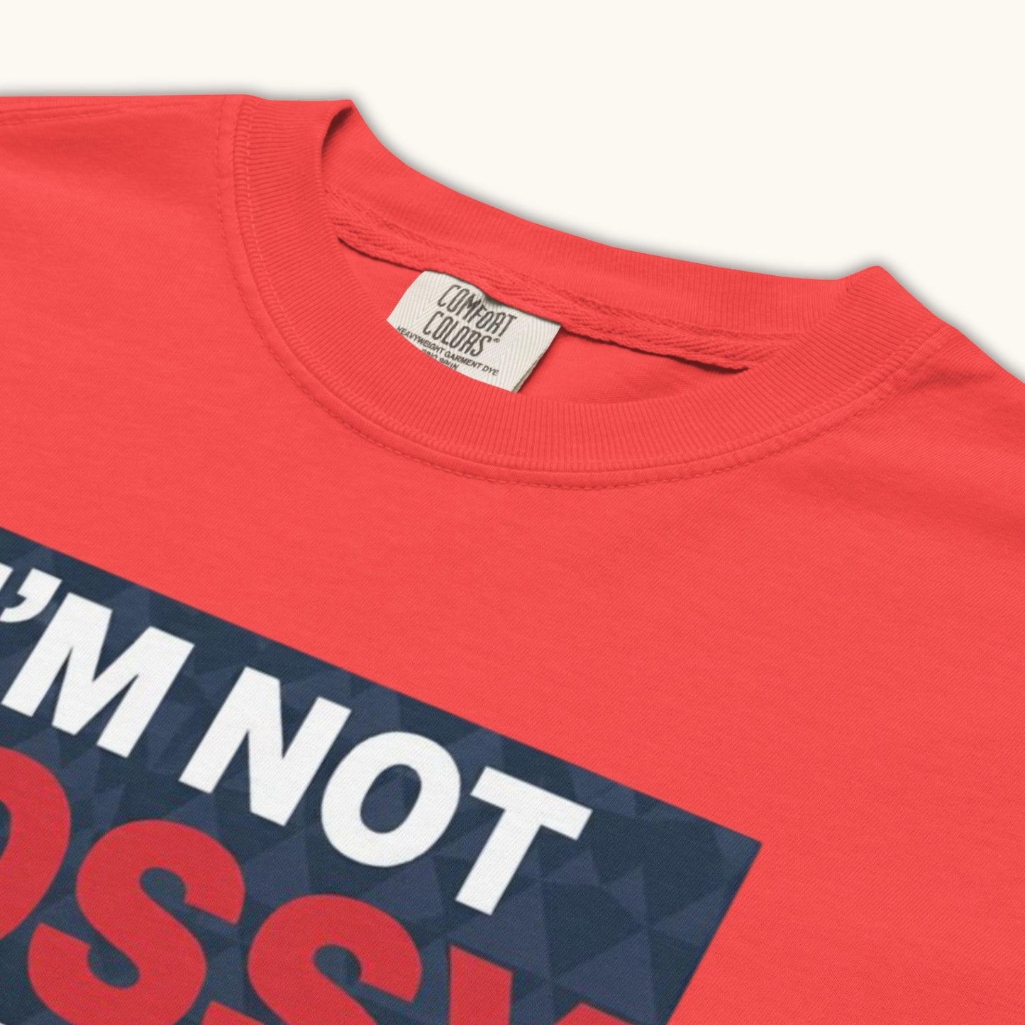 Men’s t-shirt with bold text “I’m Not Bossy I’m Czech” in Czech flag colors