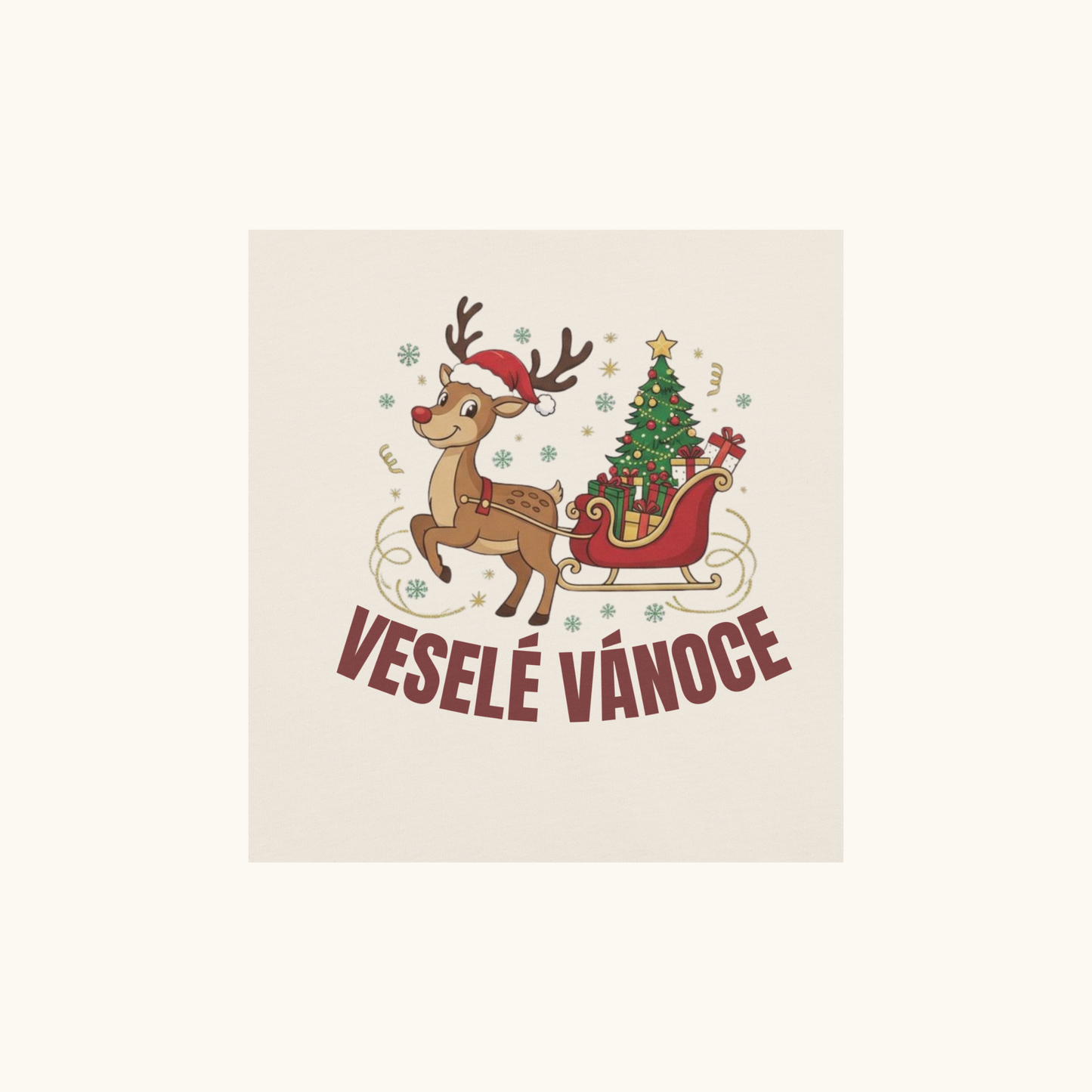 Veselé Vánoce Reindeer Sleigh – Unisex T-Shirt