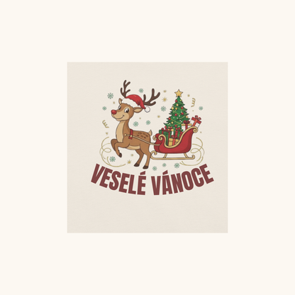 Veselé Vánoce Reindeer Sleigh – Unisex T-Shirt