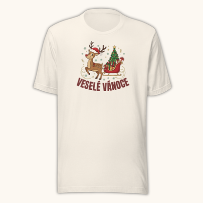 Veselé Vánoce Reindeer Sleigh – Unisex T-Shirt
