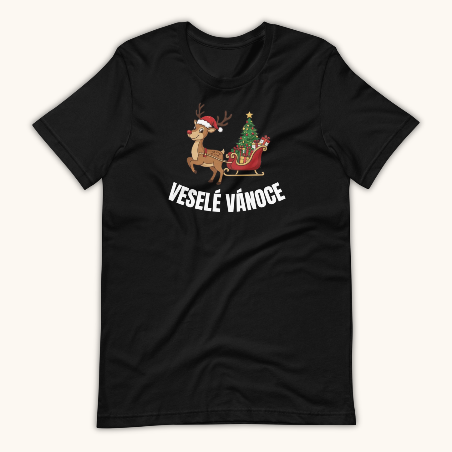 Veselé Vánoce Reindeer Sleigh – Unisex T-Shirt