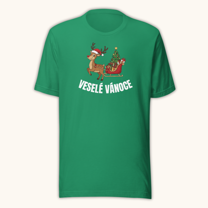 Veselé Vánoce Reindeer Sleigh – Unisex T-Shirt