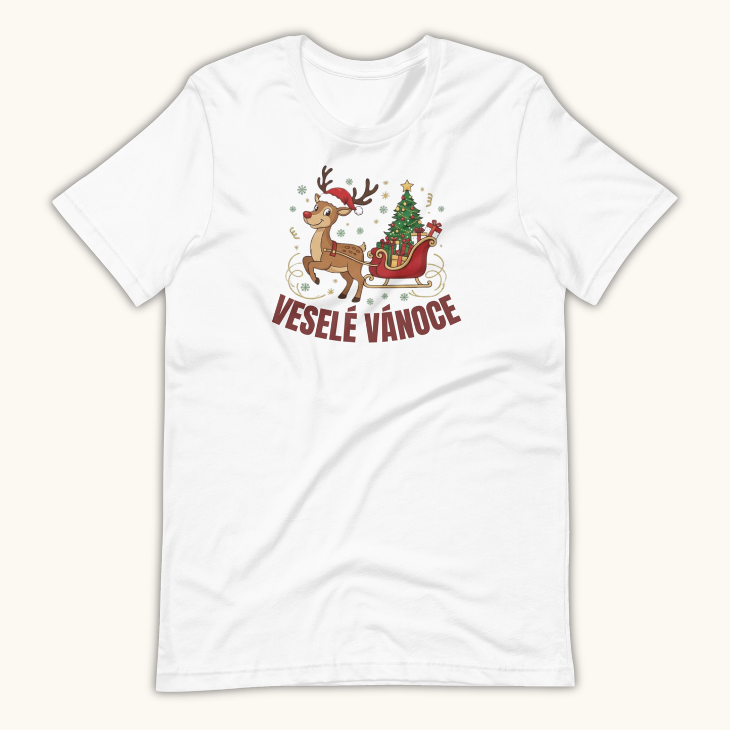 Veselé Vánoce Reindeer Sleigh – Unisex T-Shirt