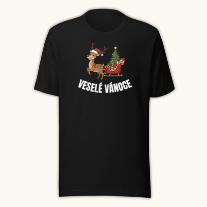 Veselé Vánoce Reindeer Sleigh – Unisex T-Shirt