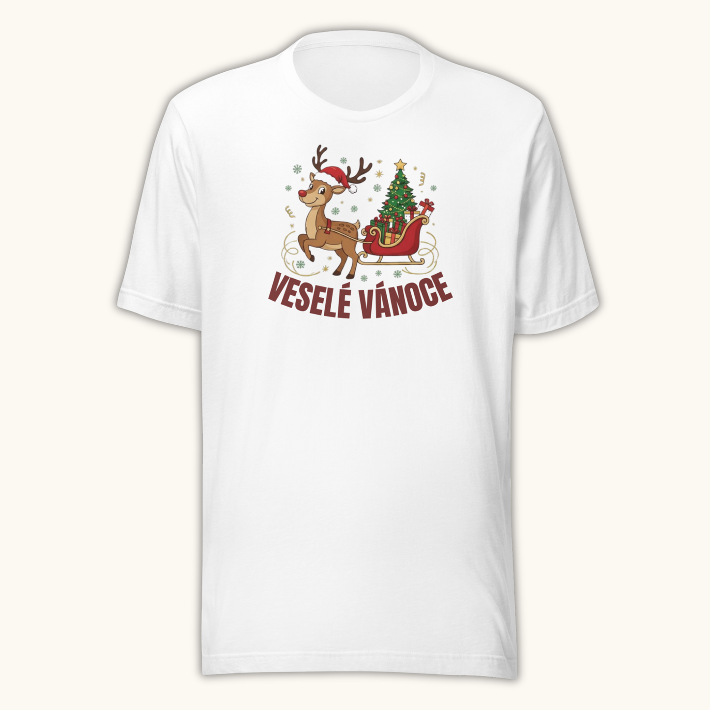 Veselé Vánoce Reindeer Sleigh – Unisex T-Shirt