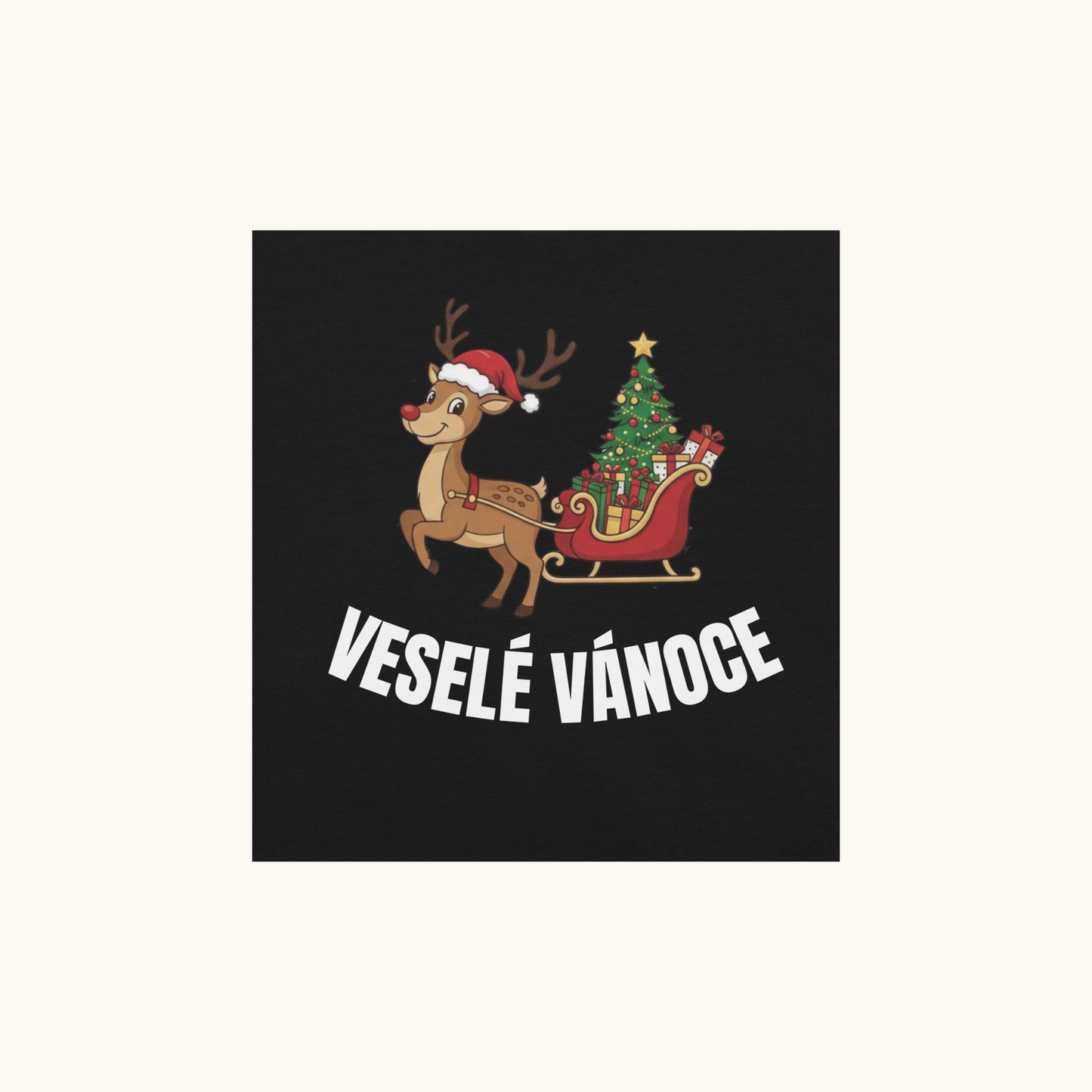 Veselé Vánoce Reindeer Sleigh – Unisex T-Shirt