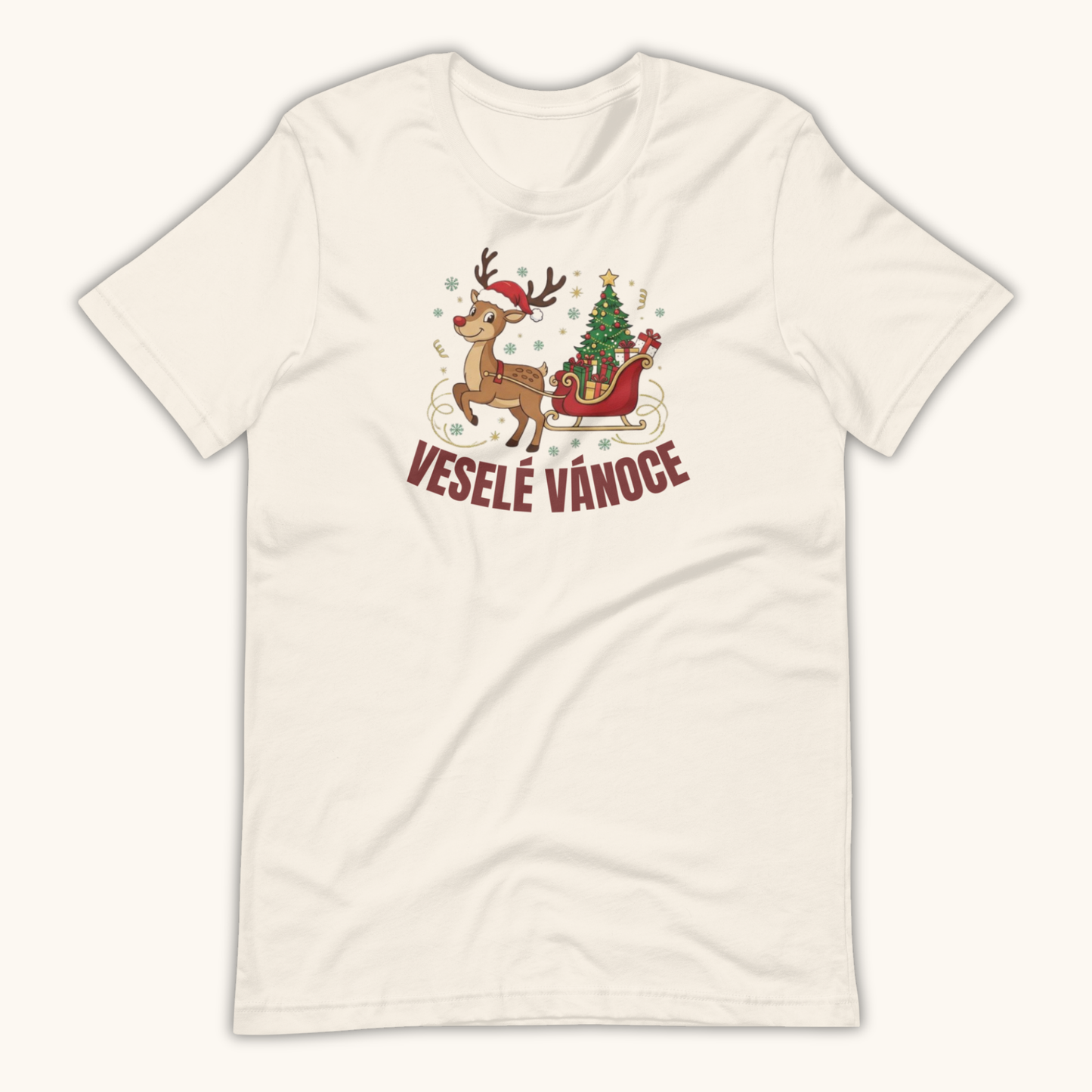 Veselé Vánoce Reindeer Sleigh – Unisex T-Shirt