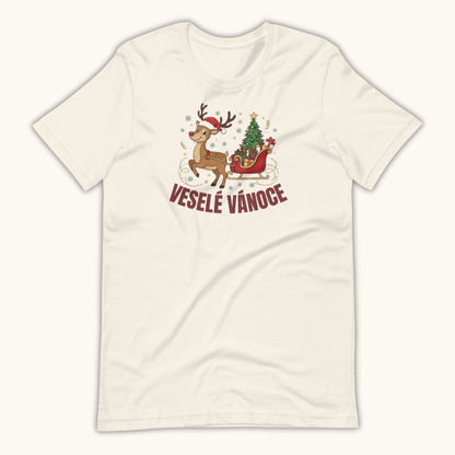Veselé Vánoce Reindeer Sleigh – Unisex T-Shirt