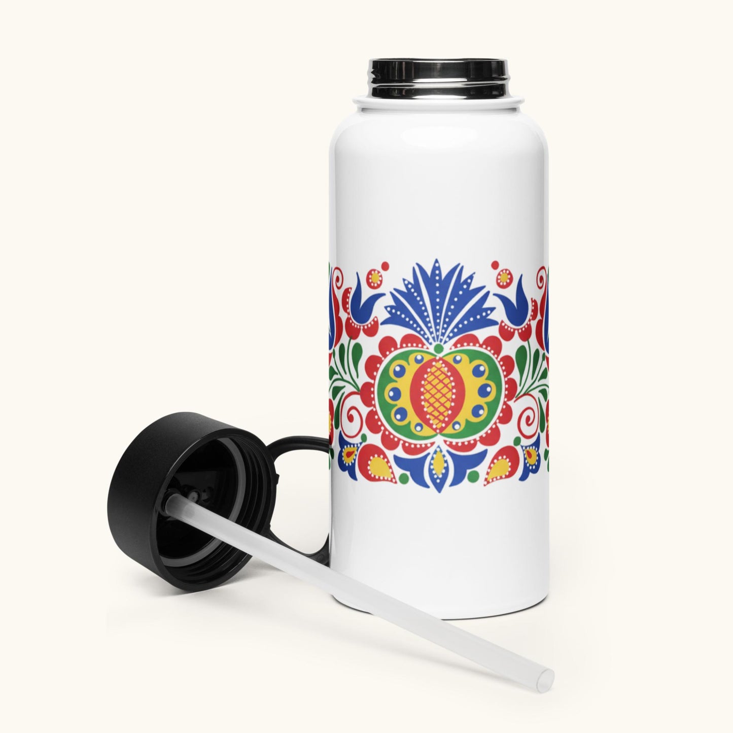 Folk Art Water Bottle by Kamila Bartálová