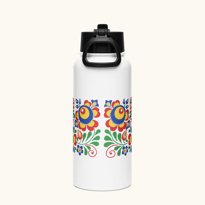 Folk Art Water Bottle by Kamila Bartálová