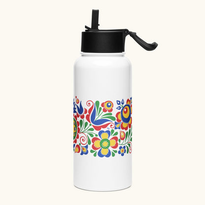 Folk Art Water Bottle by Kamila Bartálová