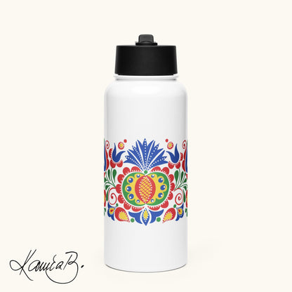 Folk Art Water Bottle by Kamila Bartálová