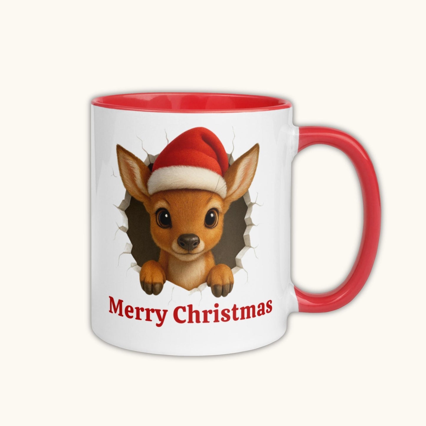 Cute Christmas deer illustration on ceramic holiday mug