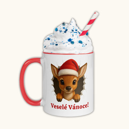 Cute Christmas deer illustration on ceramic holiday mug