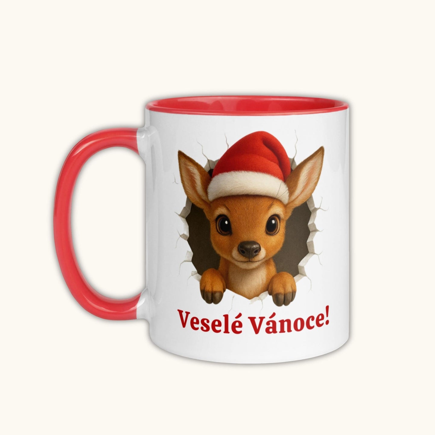 Cute Christmas deer illustration on ceramic holiday mug