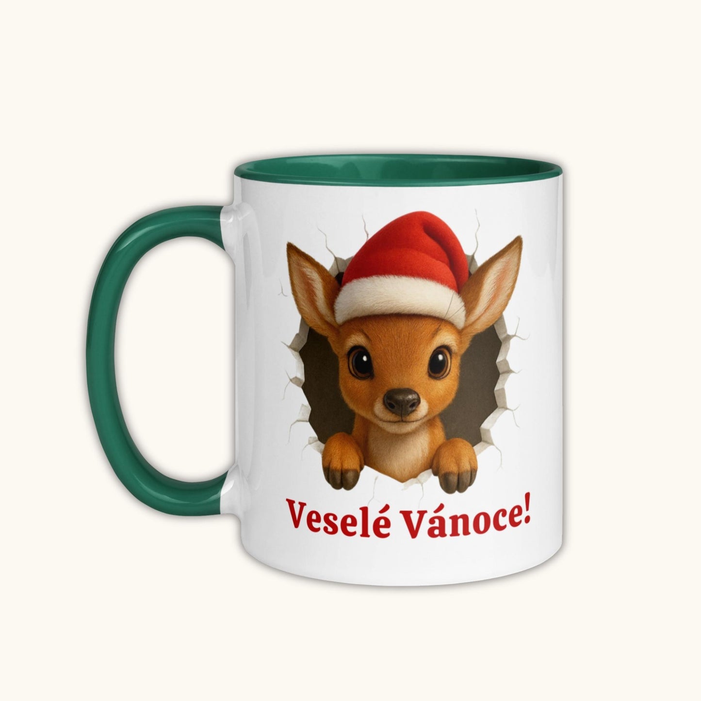 Cute Christmas deer illustration on ceramic holiday mug