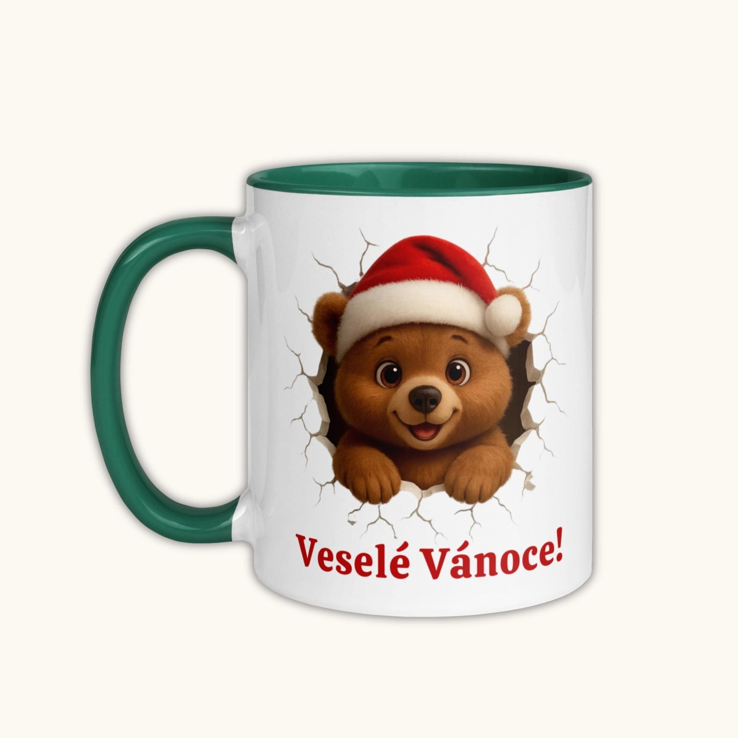 Cute Christmas bear illustration on festive holiday mug
