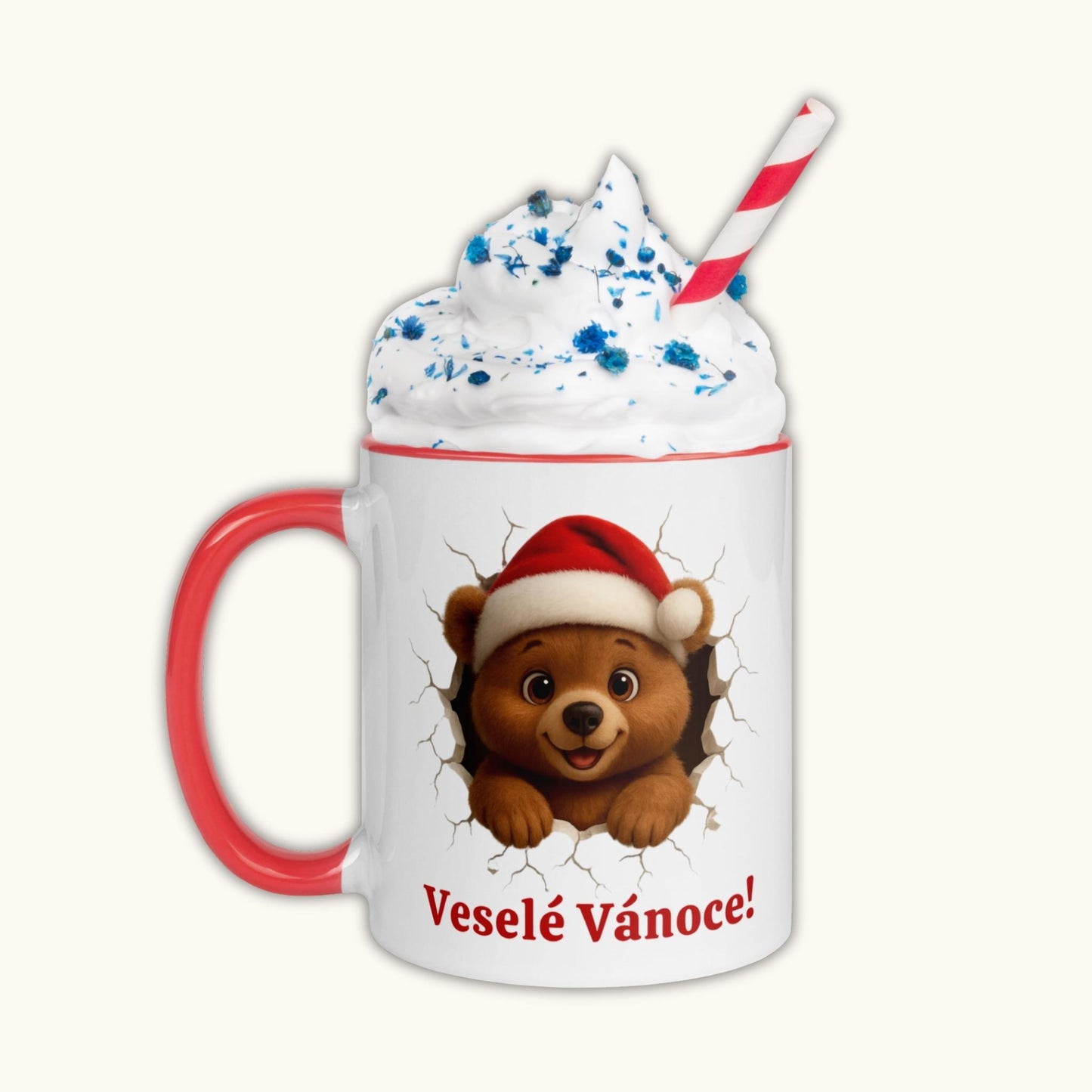 Cute Christmas bear illustration on festive holiday mug
