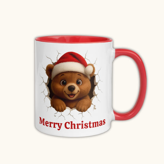 Cute Christmas bear illustration on festive holiday mug
