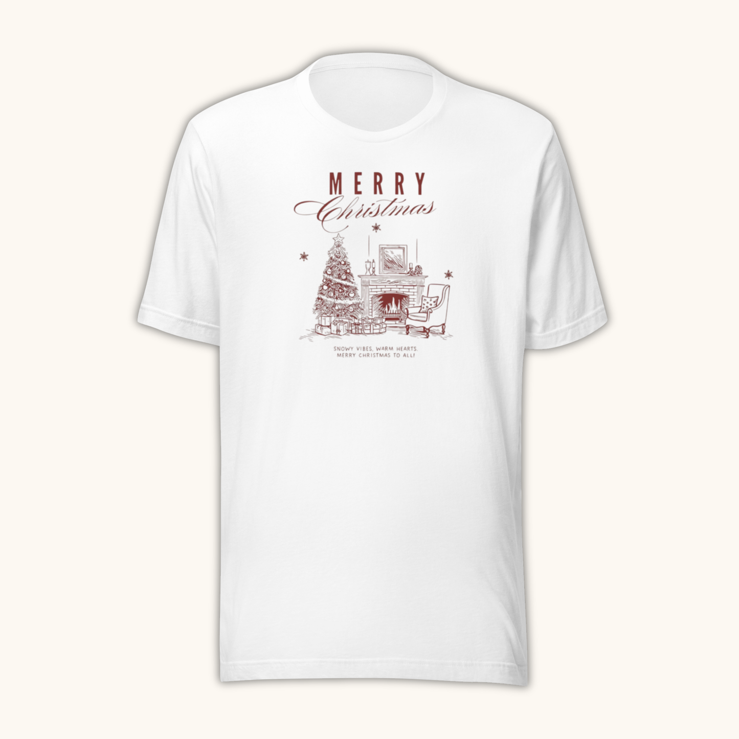 Vintage Merry Christmas Fireplace – Women’s T-Shirt