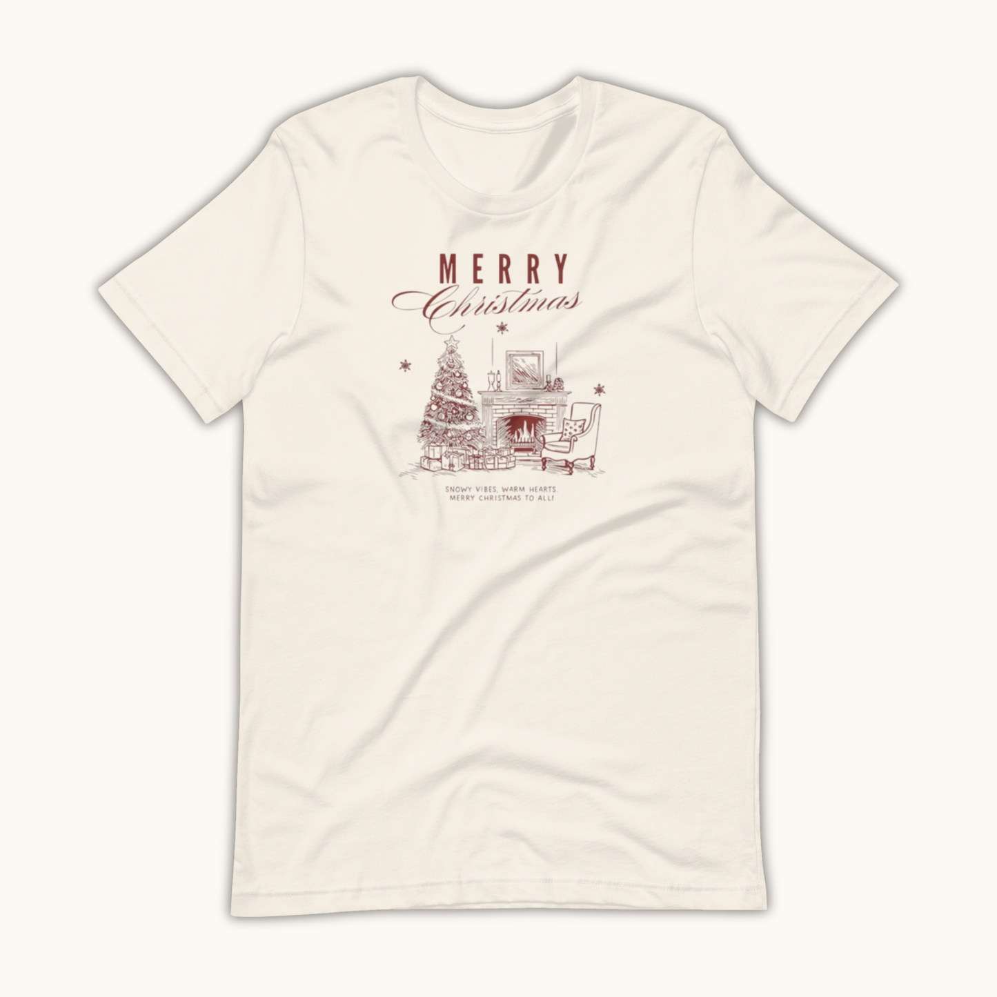 Vintage Merry Christmas Fireplace – Women’s T-Shirt