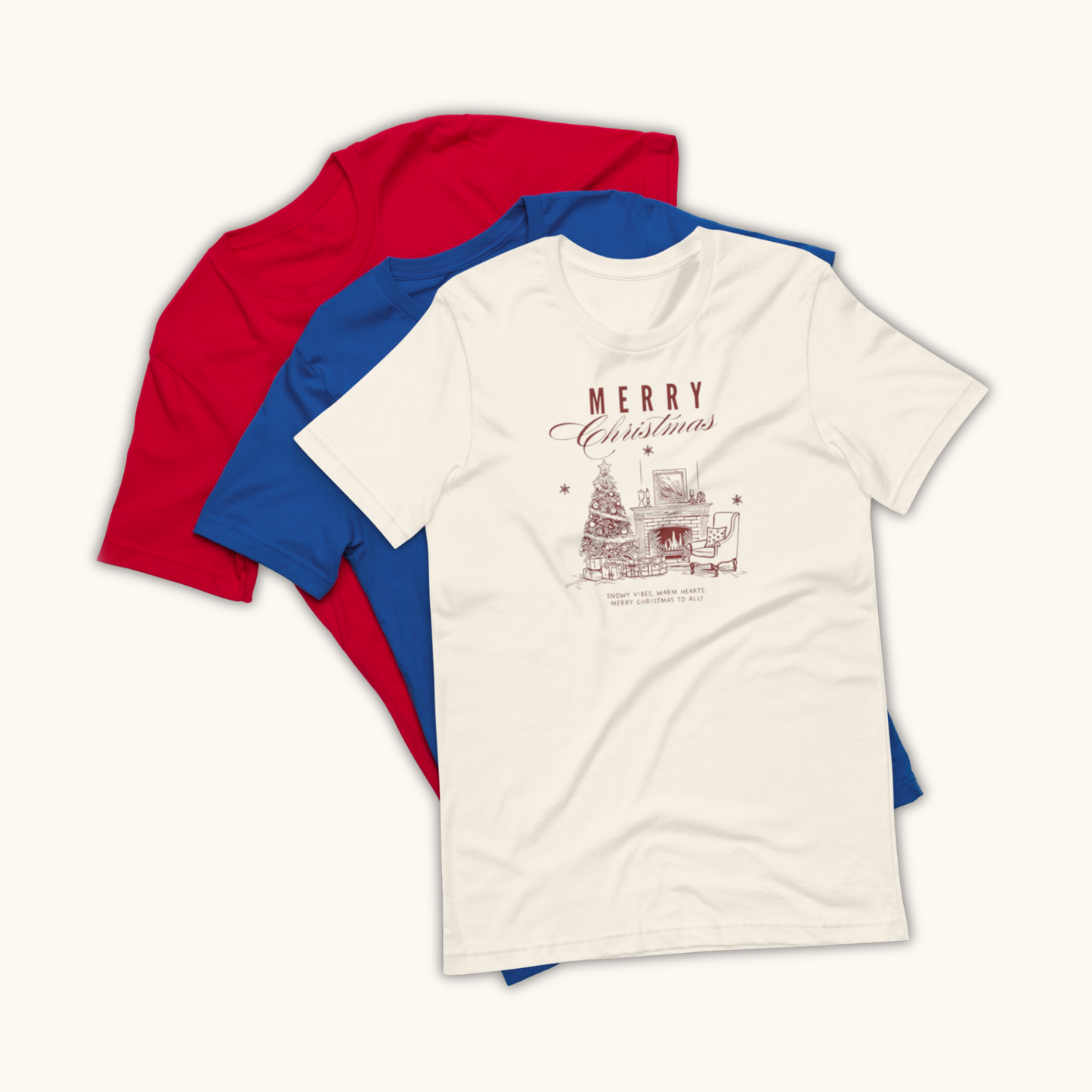 Vintage Merry Christmas Fireplace – Women’s T-Shirt