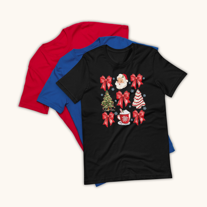 Holiday Bows & Christmas Icons – Women’s T-Shirt