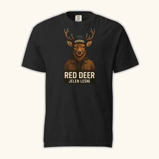 unisex red deer jelen lesní t-shirt bohemia wildlife illustration
