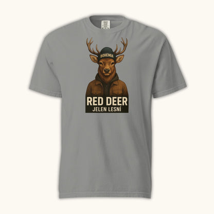 unisex red deer jelen lesní t-shirt bohemia wildlife illustration
