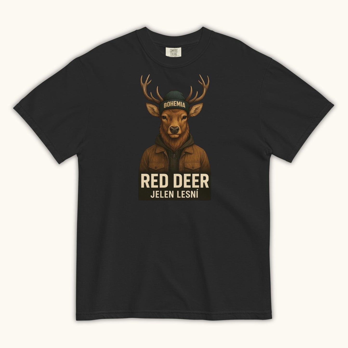 unisex red deer jelen lesní t-shirt bohemia wildlife illustration
