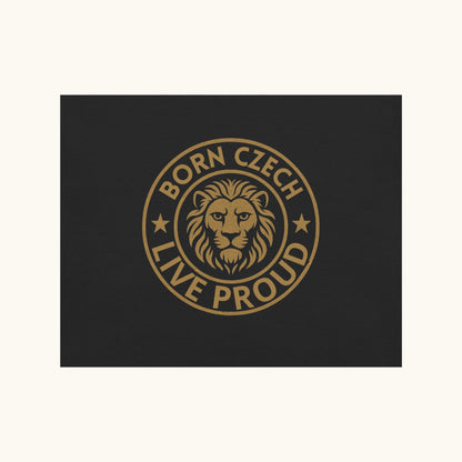 Men’s t-shirt with Czech lion emblem and the phrase Born Czech Live Proud
