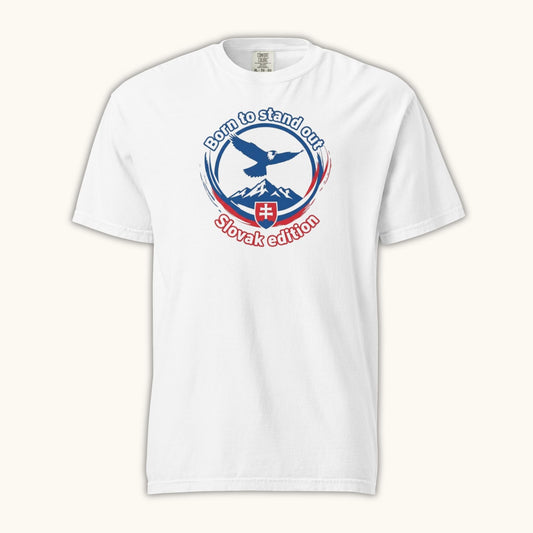 "Slovak eagle t-shirt with Tatra Mountains – Born to Stand Out design"