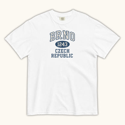 Unisex Brno 1243 Czech Republic T-shirt with collegiate style typography
