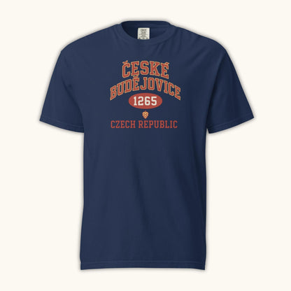 Czech t-shirt with České Budějovice 1265 vintage collegiate design