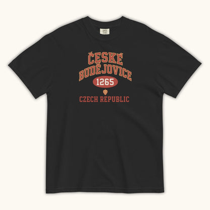 Czech t-shirt with České Budějovice 1265 vintage collegiate design