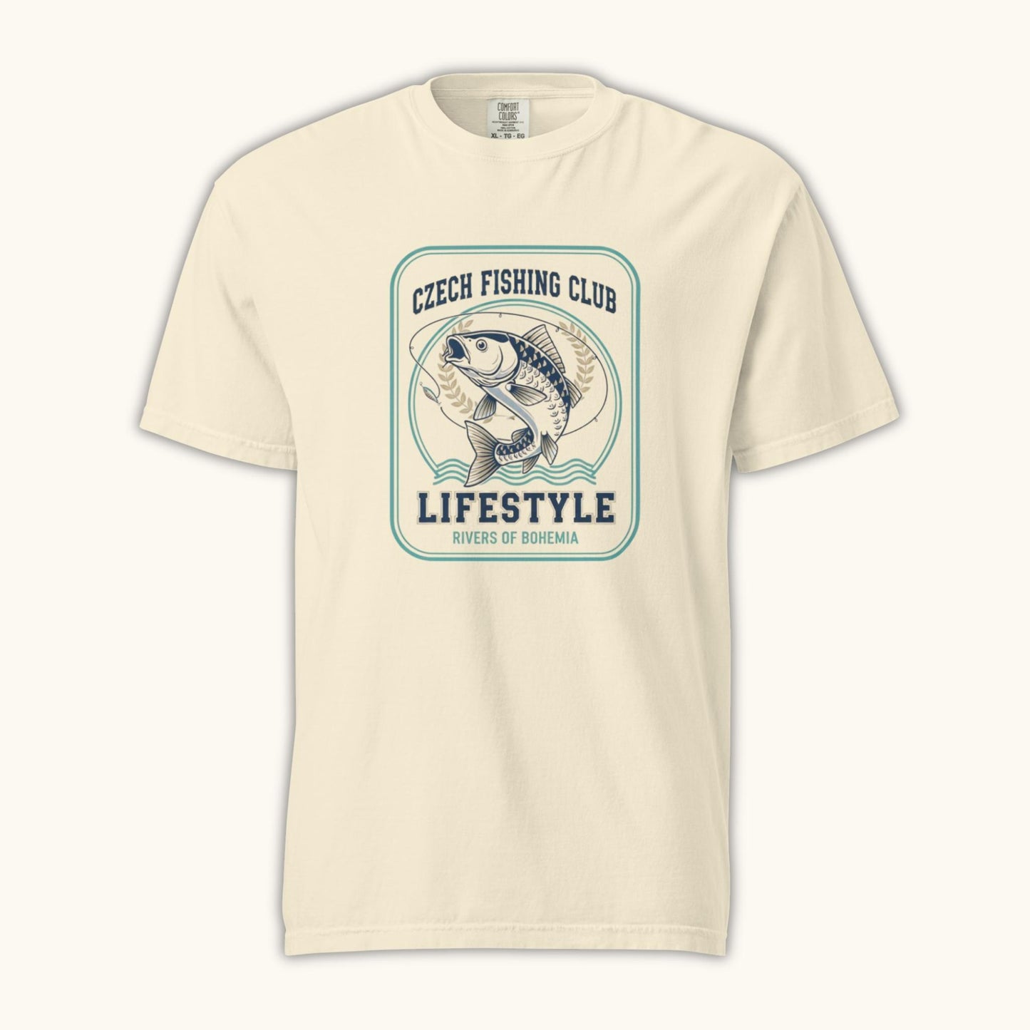Czech Fishing Club Lifestyle t-shirt with illustrated fish design inspired by Bohemia rivers
