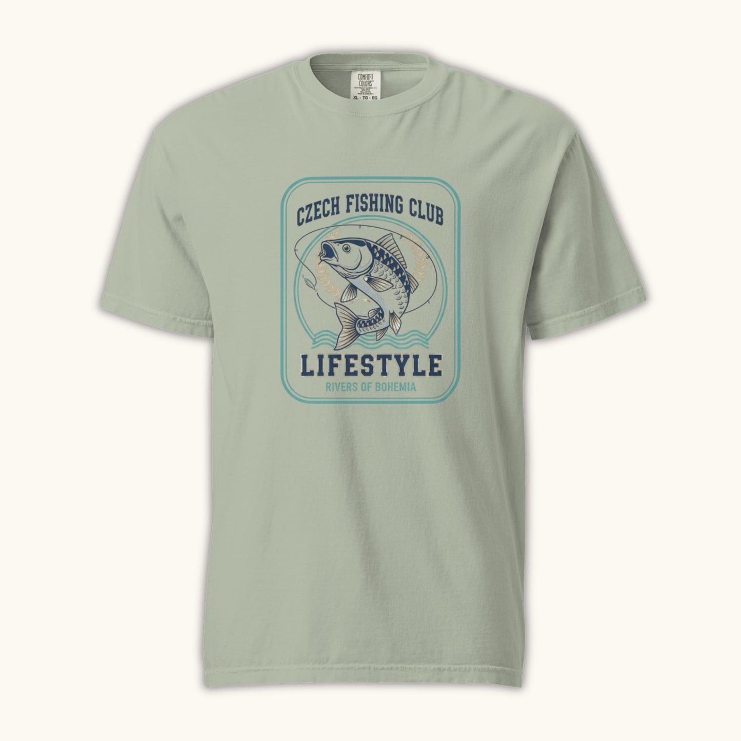 Czech Fishing Club Lifestyle t-shirt with illustrated fish design inspired by Bohemia rivers
