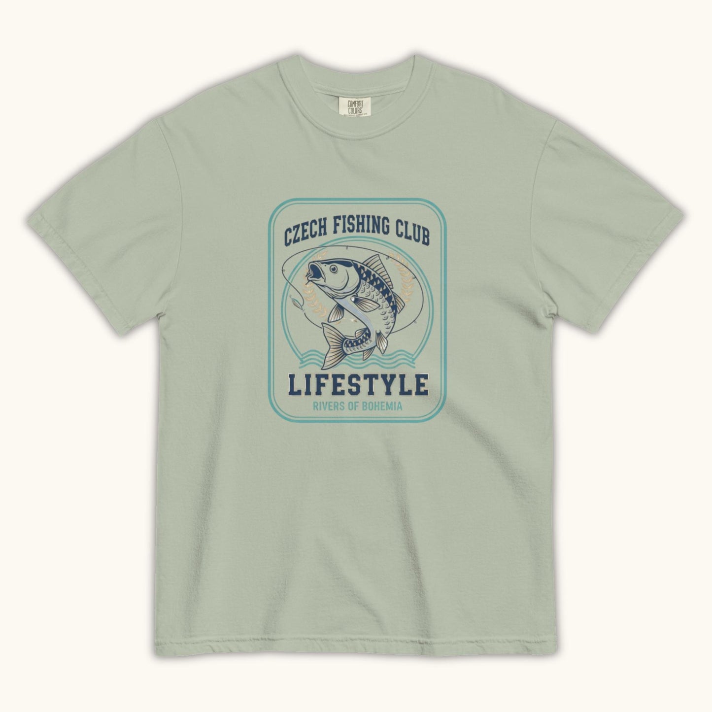 Czech Fishing Club Lifestyle t-shirt with illustrated fish design inspired by Bohemia rivers
