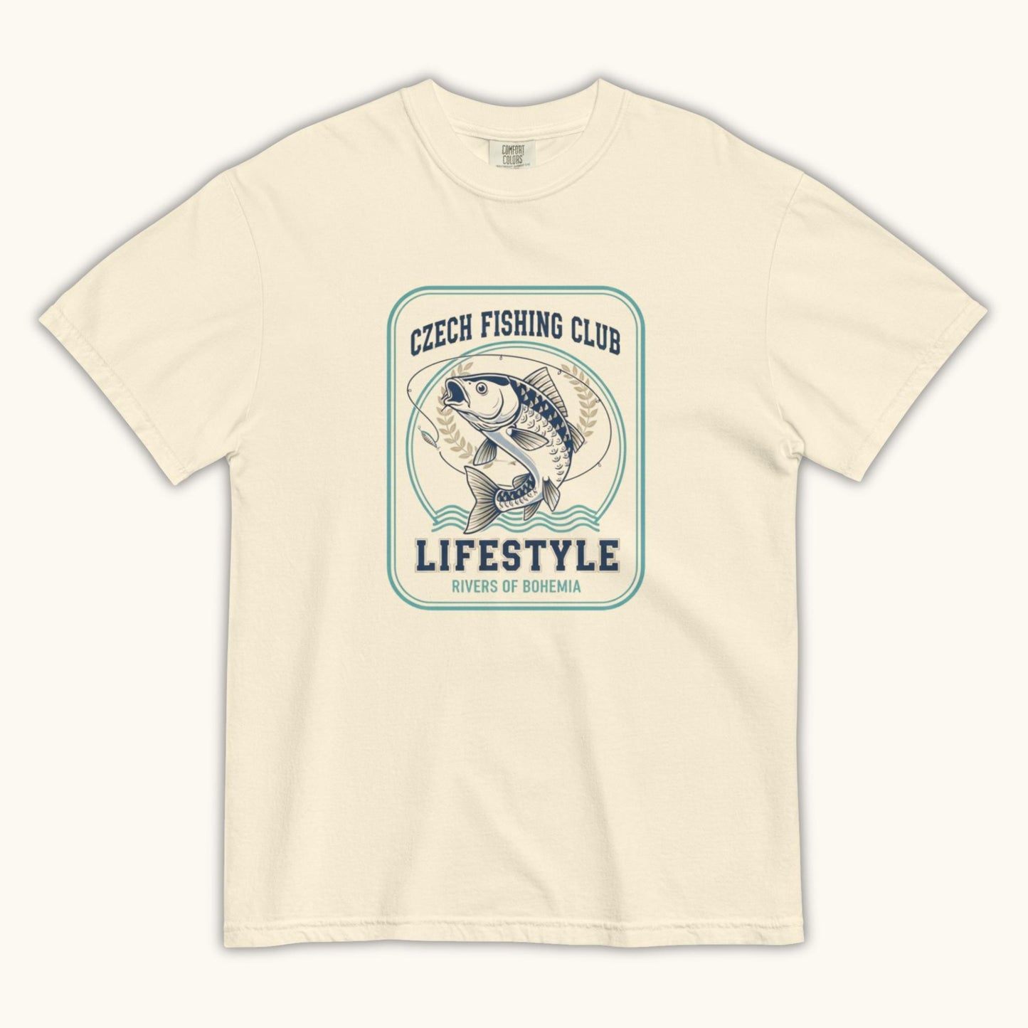 Czech Fishing Club Lifestyle t-shirt with illustrated fish design inspired by Bohemia rivers
