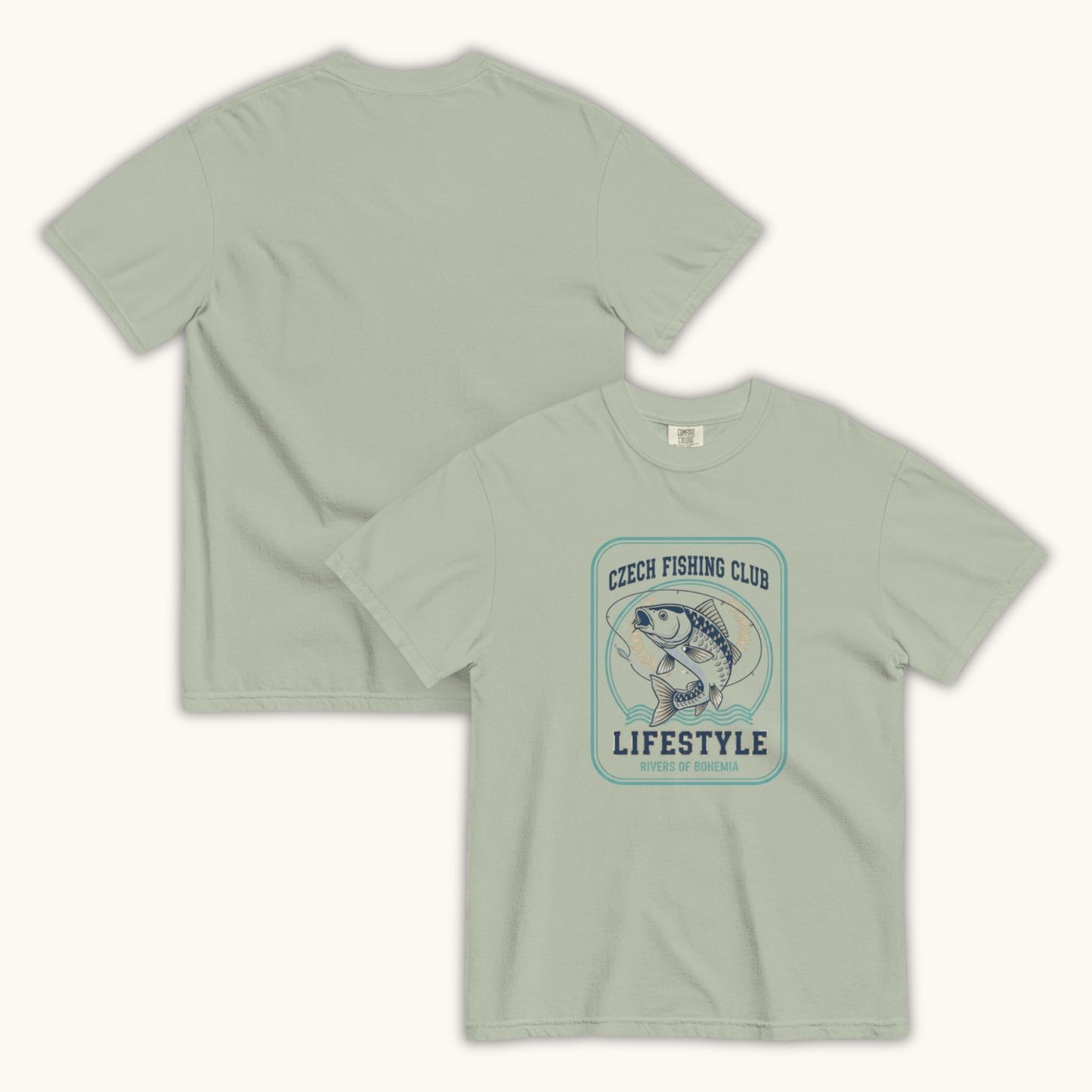 Czech Fishing Club Lifestyle t-shirt with illustrated fish design inspired by Bohemia rivers
