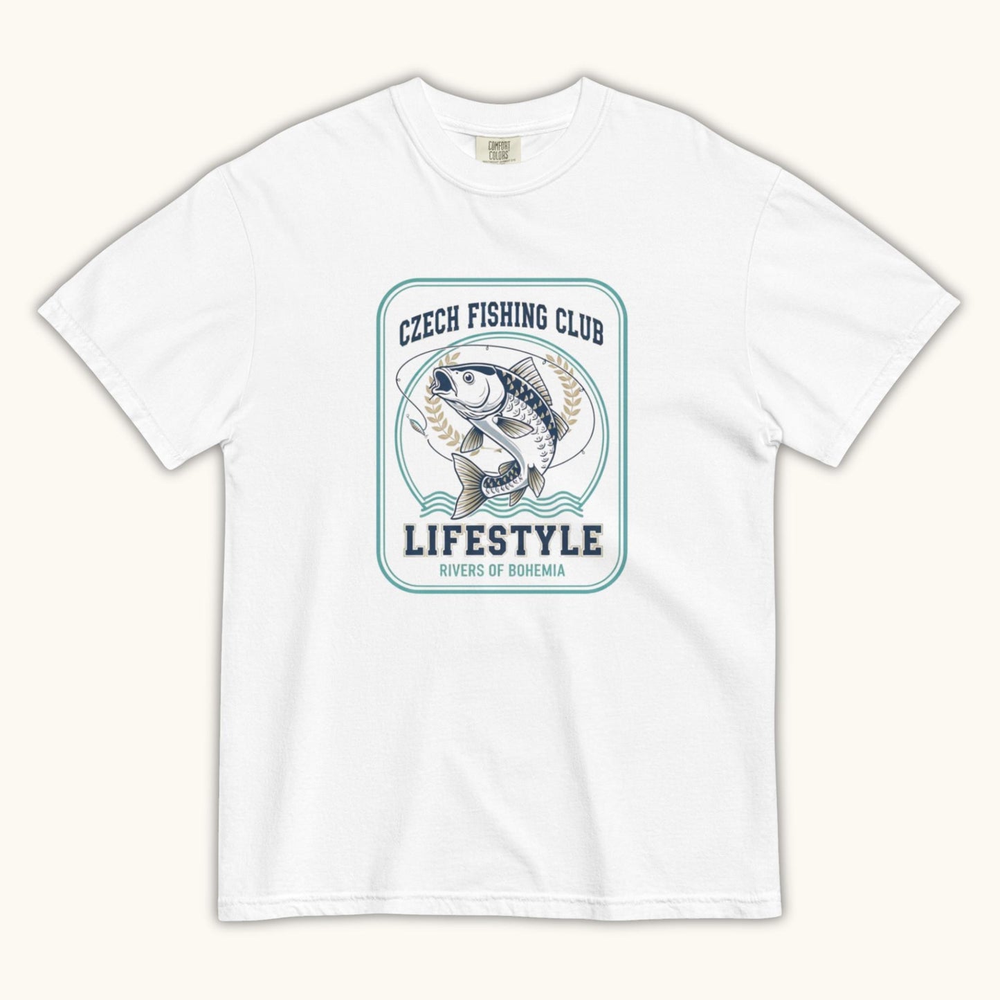 Czech Fishing Club Lifestyle t-shirt with illustrated fish design inspired by Bohemia rivers

