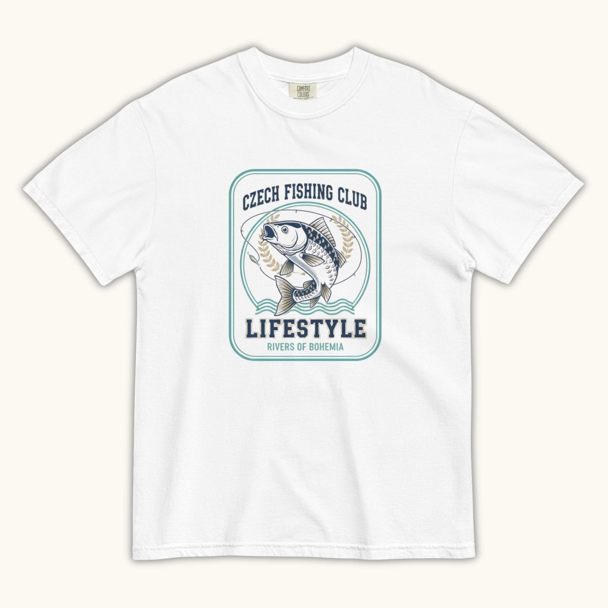 Czech Fishing Club Lifestyle t-shirt with illustrated fish design inspired by Bohemia rivers

