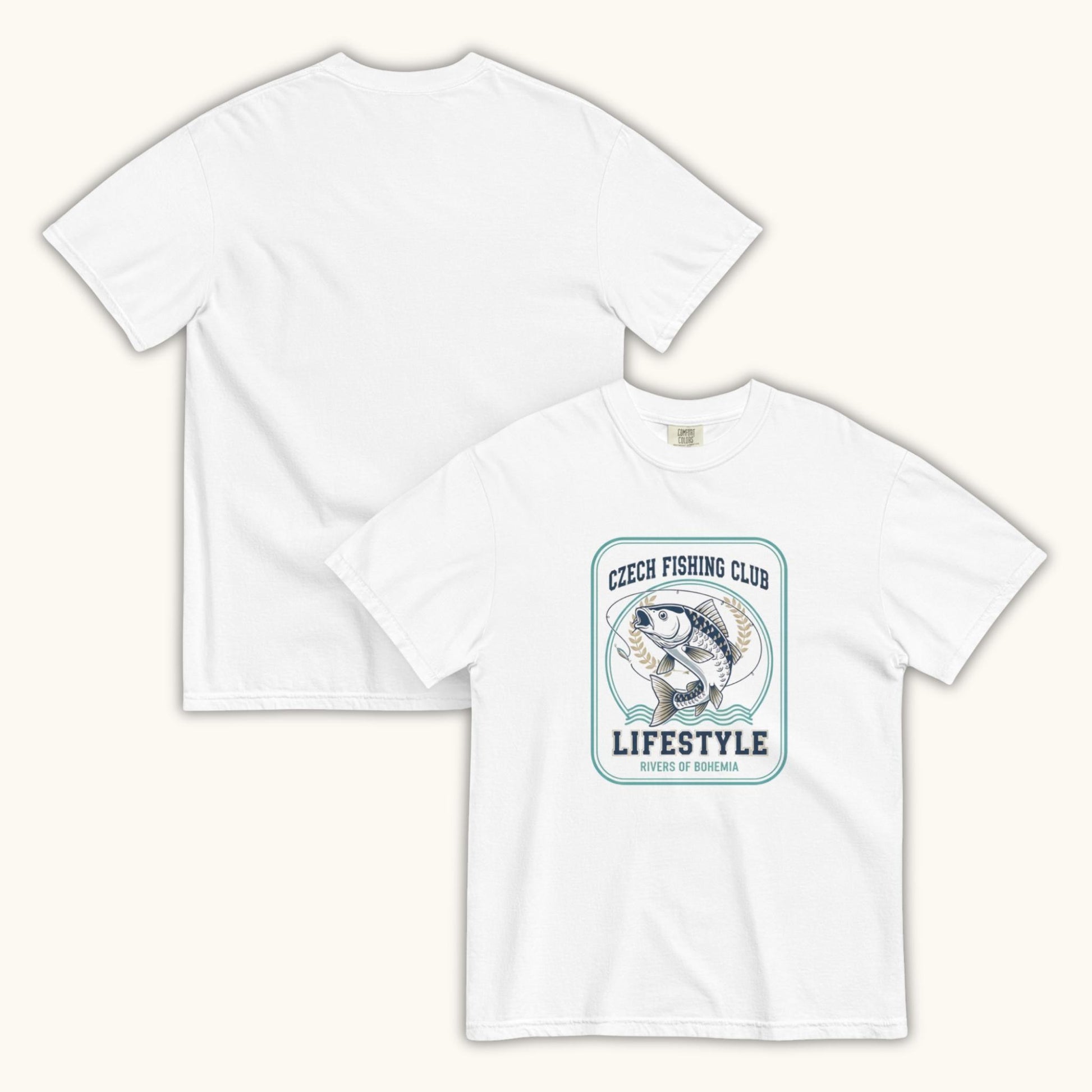 Czech Fishing Club Lifestyle t-shirt with illustrated fish design inspired by Bohemia rivers
