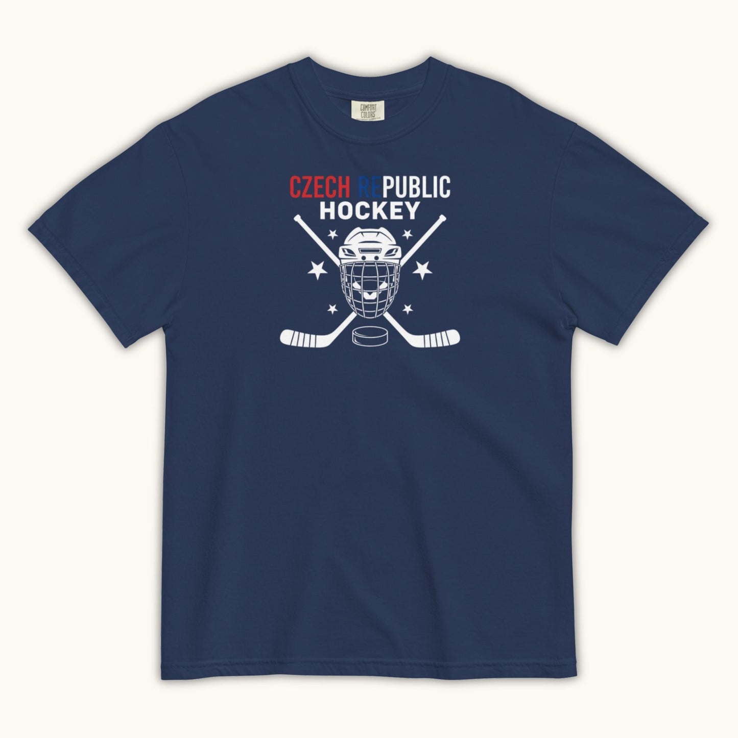 Czech Republic Hockey unisex t-shirt with goalie mask and crossed sticks design
